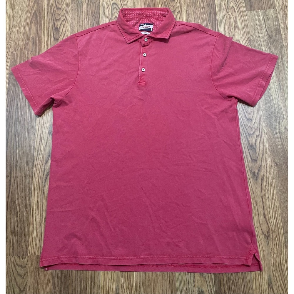 Johnnie-O Surfside Polo Shirt Mens Large Malibu Red Short Sleeve Cotton Stretch